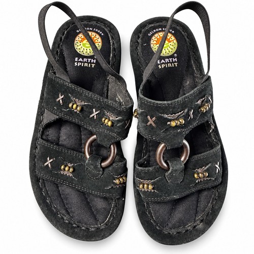 Earth spirit beaded slingback - earth,